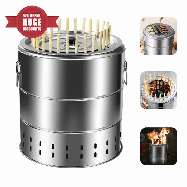 Portable Smokeless Barbecue Charcoal Barrel Grill