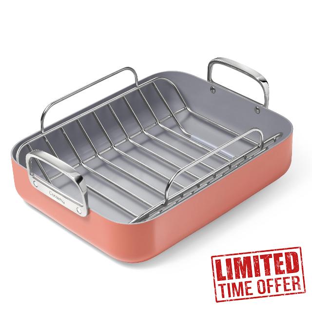 Caraway Roasting Pan - 16x13” Roasting Pan with Rack - Non-Stick Ceramic Coated - Non Toxic