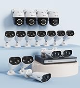 ZOSI 16 Channel 4K PoE Security Camera System with AI Face Person Vehicle Detection, 12 x 5MP Out...
