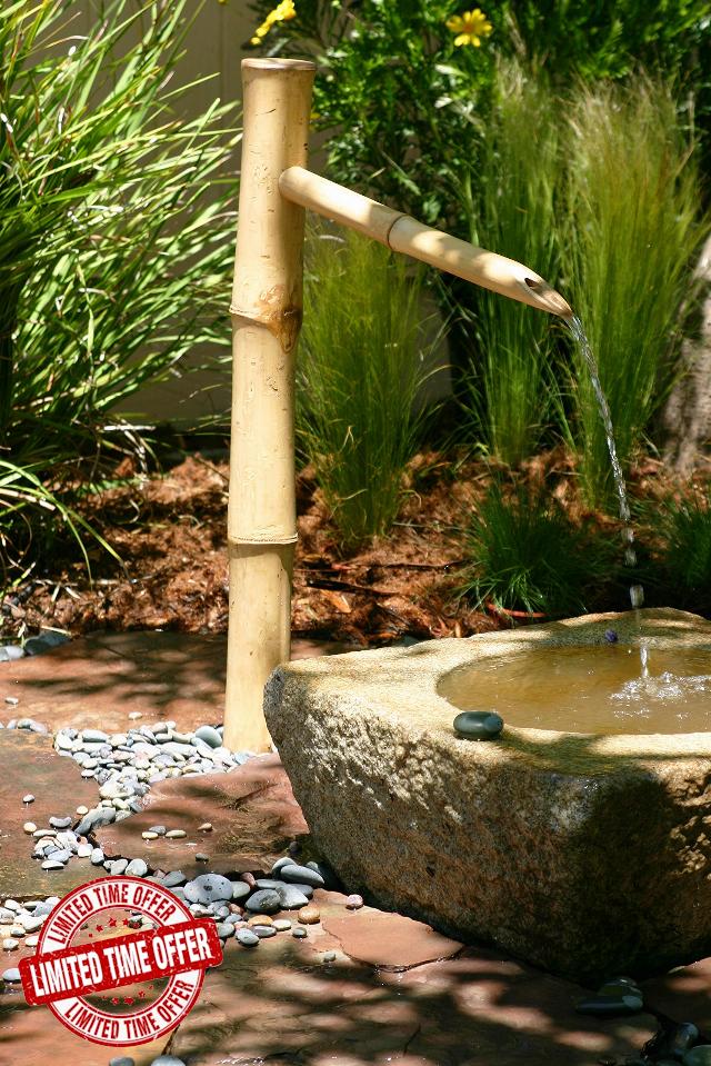 Bamboo Accents 36” Tall Outdoor Water Fountain with Pump