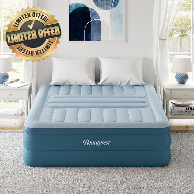 Beautyrest Lumbar Support Air Mattress with Tri-Zone Back and Edge Support with Pillowtop Airbed