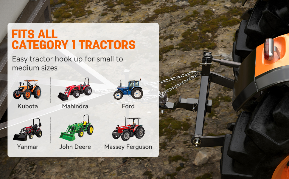 3 POINT HITCH TRAILER RECEIVER CATEGORY 1 TRACTOR