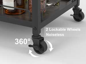 Aubtik Rustic Bar Cart with Wheels