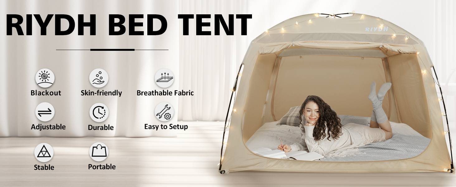 Bed Tent Bed Canopy Twin Size for Adult Sleeping Tents Dream Tents Blackout Privacy Tents Full Queen