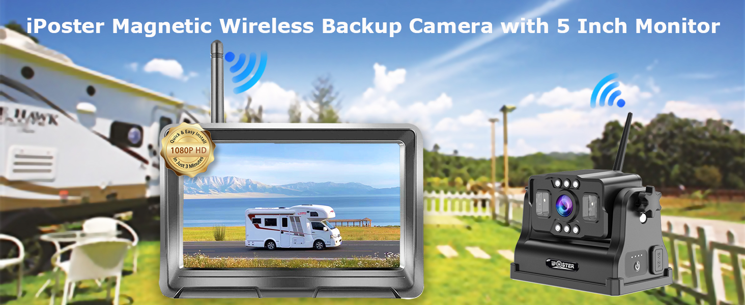 IPOSTER Magnetic Wireless Backup Camera