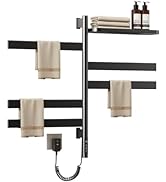 Swivel Towel Rack with Top Tray, Rotating Towel Warmer Wall Mounted Drying Rack,Stainless Steel T...