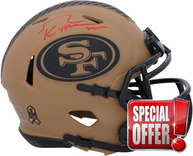 George Kittle San Francisco 49ers Autographed Riddell 2023 Salute to Service Speed Mini Helmet - Autographed NFL Mini Helmets