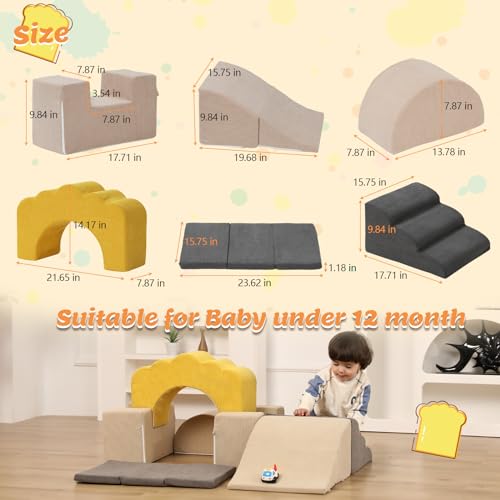 Toast-shaped Foam Climbing Building Blocks for Toddlers- Baby Crawling & Sliding Gym Equipment Indoor Active Climbing Crawling and Playing for Preschool