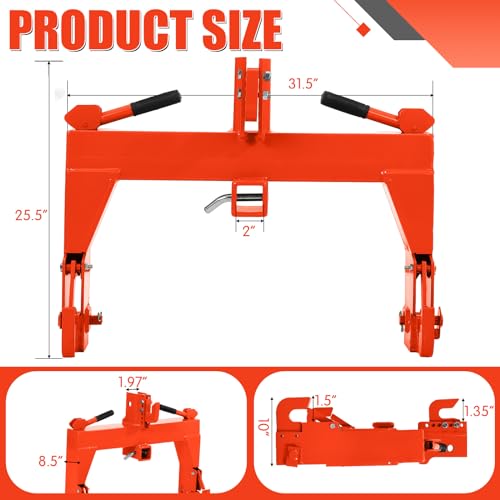 3 Point Quick Hitch with 2" Receiver Hitch Adaptation & 5 Level Adjustable Bolt