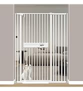 Flower Frail Extra Wide 29.5-33.4 Inch Baby Gate with Door,59 lnch Tall Walk Through Large Long C...