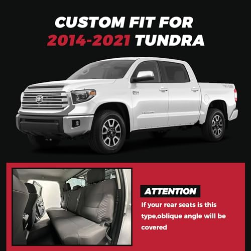 Custom for Tundra Crewmax Pickup Truck Seat Covers with Waterproof Faux Leather BlackRed
