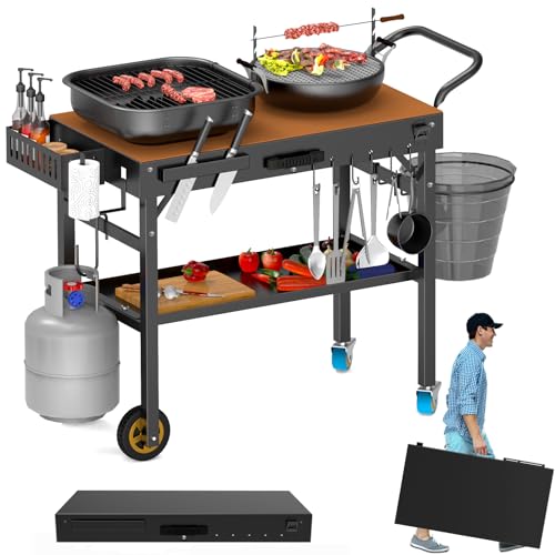 Folding Grill Cart Solid and Sturdy