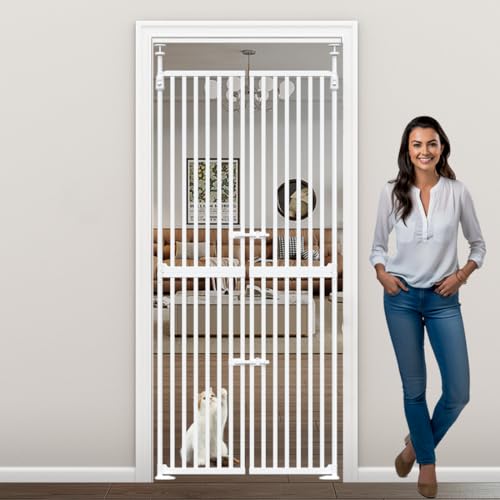 Auto-Close Safety Gate with Cat Door Latch - No Climb Cat Proof Gate Trip-Free Design