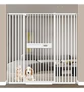 Flower Frail Extra Wide 45.6-49.2 Inch Baby Gate with Door,59 lnch Tall Walk Through Large Long C...