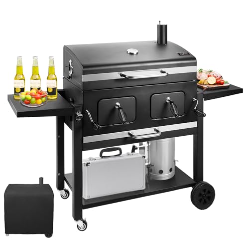 Extra Large Cooking Area 794 Square Inches with Two Individual & Adjustable Charcoal Tray