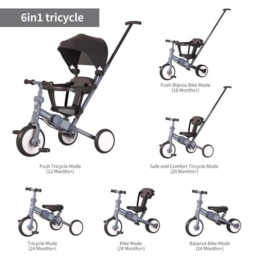 6 in 1 Toddler Balance Bike for Boy Girl