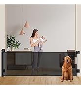 137 Inches Extra Wide Retractable Baby Gate - Mesh Child Safety Gates Large Pet Gate 35