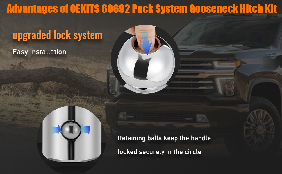 60692 Puck System Gooseneck Hitch Ball Kit for Ford Chevrolet Silverado GMC Sierra Nissan Titan XD