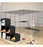 flower frail 4-Tier Large Cat Cage, DIY Cat Enclosures Indoor with 3 Storage Cube Catio Cat House...