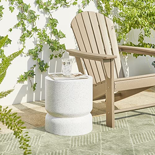 17.25" H Faux Terrazzo Antique Accent Table Side Table Plant Stand for Garden Patio Lawn Home Indoor Outdoor