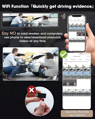 2160P Mirror Dash Cam Front and Rear Backup Camera for Cars & Trucks