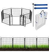 ADAVIN Garden Fence Animal Barrier with Gate 36 in(H)×18 Ft(L) 8 Panels,Rustproof Metal Wire Tall...