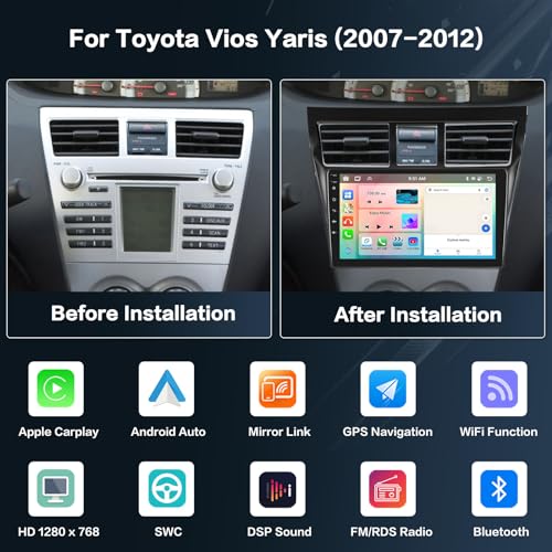 9'' HD Touch Screen with Wireless CarPlay & Android Auto