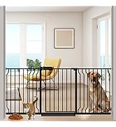 Extra Wide Baby Gate 57.5-62 Inch Black, Walk Through Pressure Mounted No Drill, Long and Wide Te...