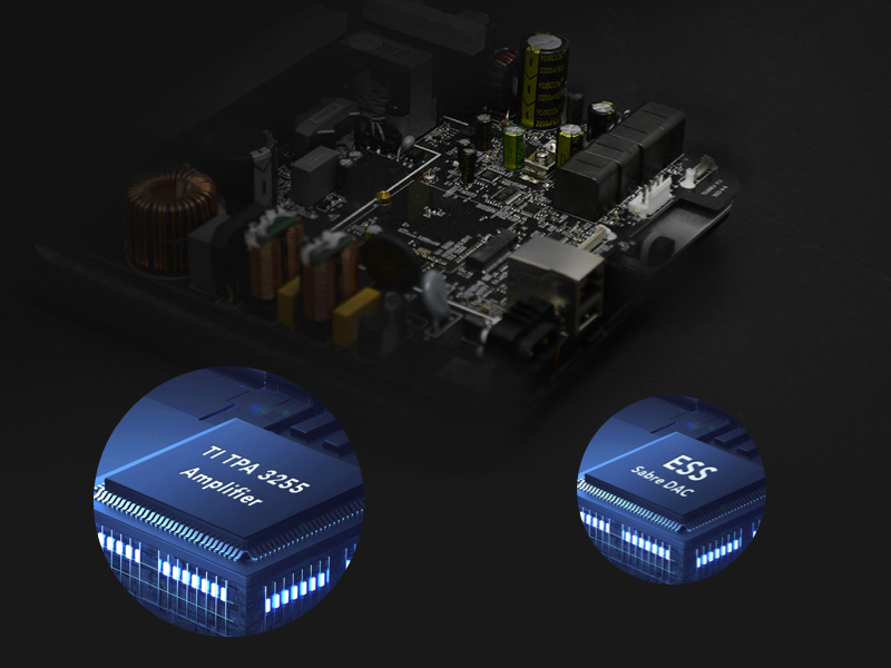 Housed in a sleek aluminum shell, the compact WiiM Amp offers versatile placement options.
