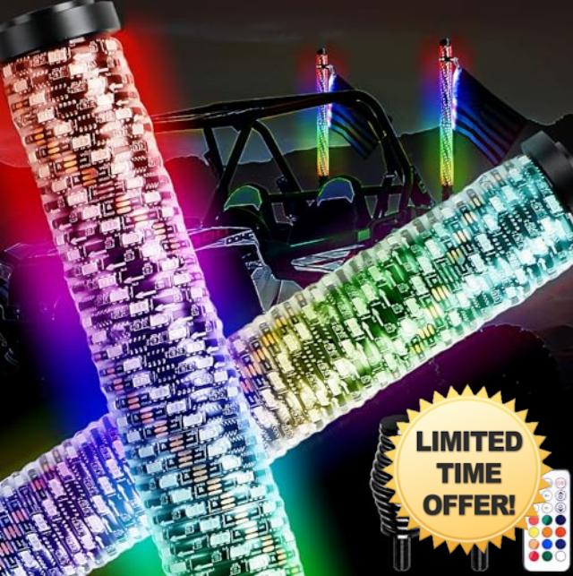 AUDEXEN New Upgraded 2FT RGB Whip Lights with Anti-Fracture Spring Base