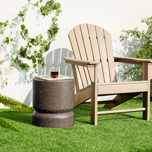 17.25" H Faux Terrazzo Antique Accent Table Side Table Plant Stand for Garden Patio Lawn Home Indoor Outdoor