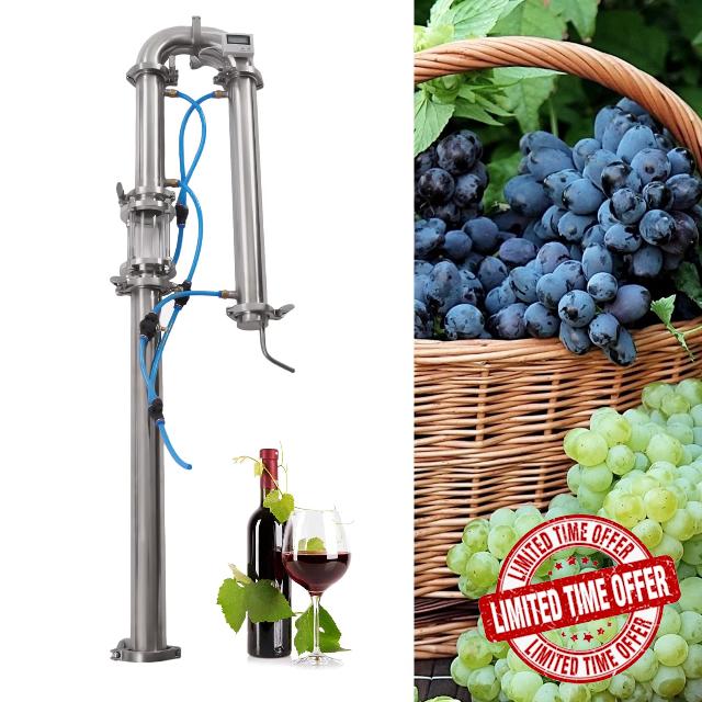 KONKENIE 2" Stainless Still Moonshine Reflux Distilling Column Tubular Distillation Tower with Sight Glass&Copper Mesh Brew Wine Making Tool Home Brewing Equipment for Whiskey Fruit Wine Pure Silver