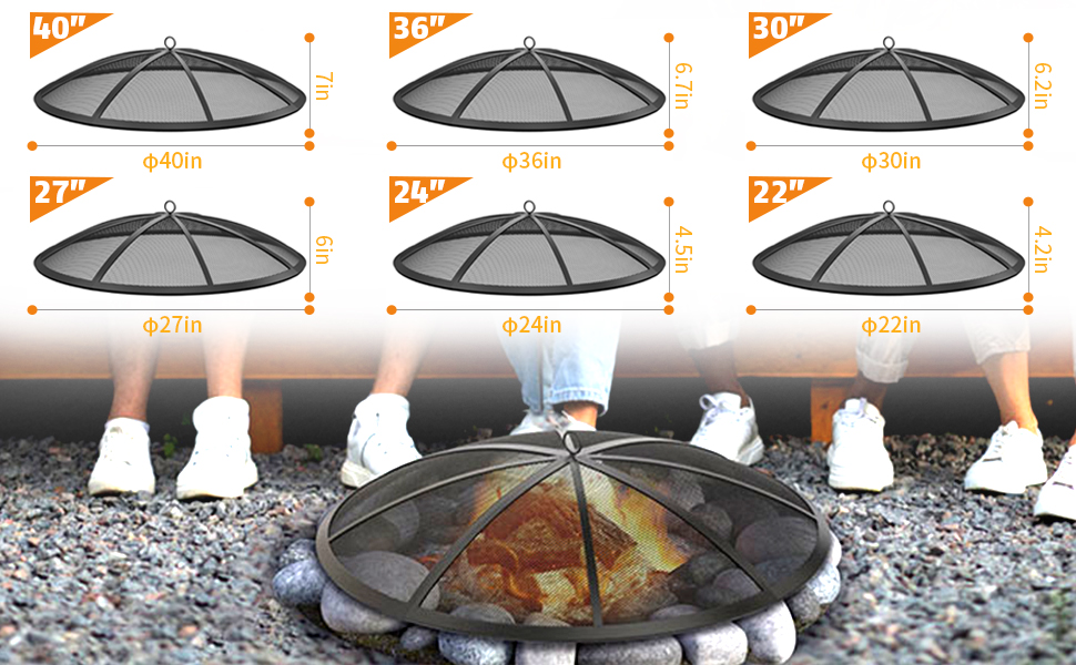 outdoor patio bonfire fire pit Screen Easy-Opening Fire Pit Lid cover Round collapsible