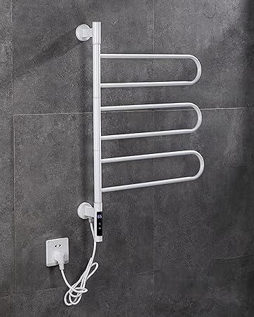 Heated Towel Racks Rotatable, Electric Towel Warmer for Bathroom Wall Mounted with Timer/Temperat...
