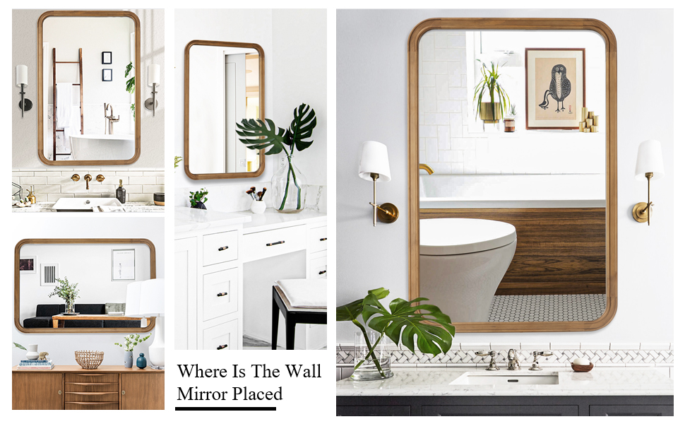wood bathroom mirror