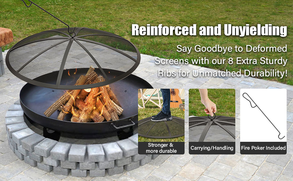 outdoor patio bonfire fire pit Screen Easy-Opening Fire Pit Lid cover Round collapsible