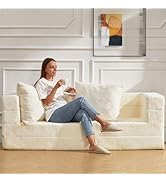 Cansunna 3-in-1 Folding Bean Bag Chair Beds Faux Fur Bean Bag Floor Sofa Large Foam Beanbag Conve...