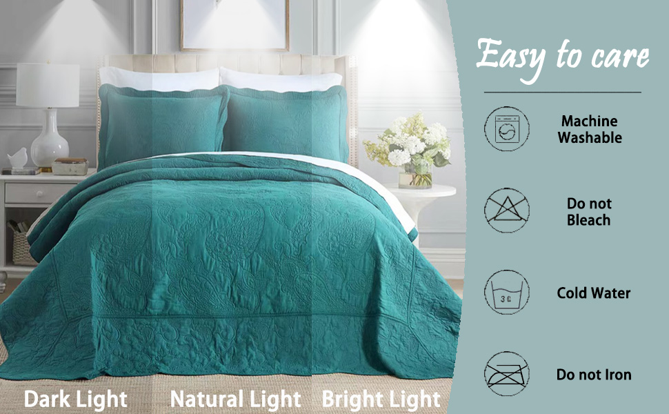 cotton bedspread quilt coverlet comforter paisley floral soild navy blue turquoise bedding sets