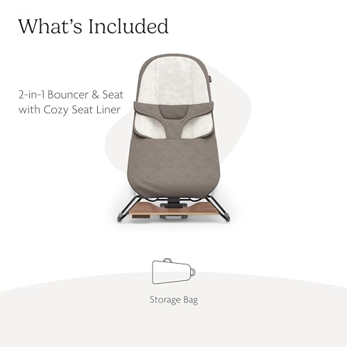 JPMA + FSC® Certified/Cozy Seat Liner + Storage Bag Included/Wells (Taupe Mélange/Black Chrome/Walnut Wood)