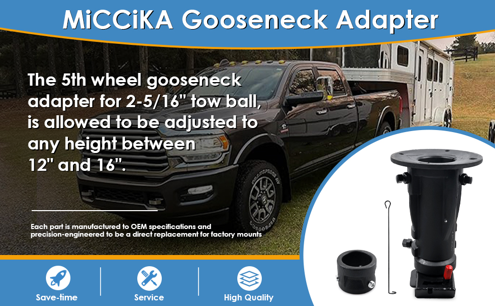 Adjustable Cushioned RV 5th Wheel to Gooseneck Adapter- 12