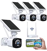2.5K Solar Powered Wireless Security Camera,2 Camera Security System With Base Station,Battery Po...