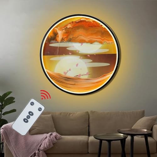 Wall Mounted Moving Sand Art 3 Color Temp Dimming USB Port Sand Art Liquid Motion