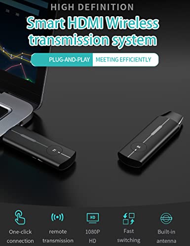 Plug & Play Portable Wireless HDMI Extender Kit for Streaming Video and Audio to HDTV/Projector/Monitor from Laptop/PC/TV Box.