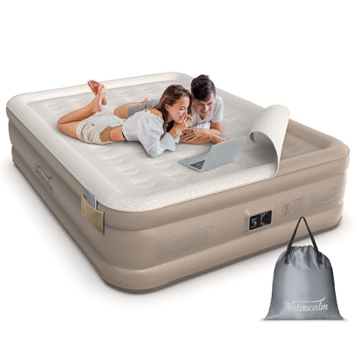 Upgraded 18” Raised Blow up Mattress with Luxury Soft Top Surface