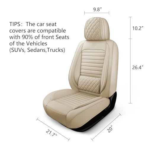 2 Pcs Universal Waterproof Leather Seat Covers for Cars