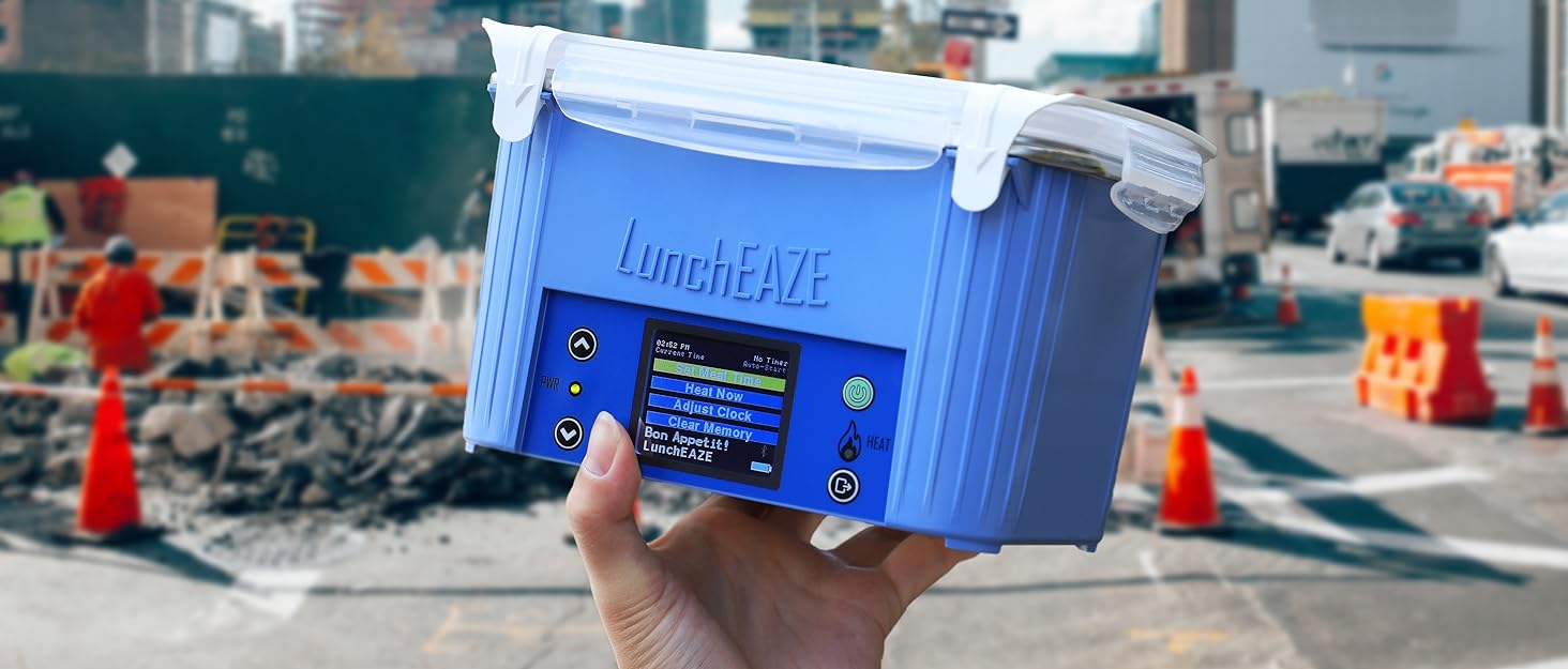 LunchEAZE Self heated lunchbox held in user's hand