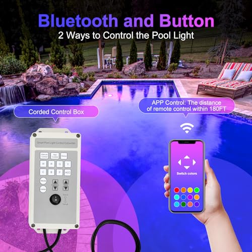 Multicolor RGB Color Changing Pool Lights Compatible 120V/12V with Manual Controller Pool Lights Underwater for Wet Niche