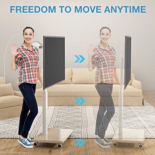 Swivel Rolling Height Adjustable Portable TV Stand on Wheels