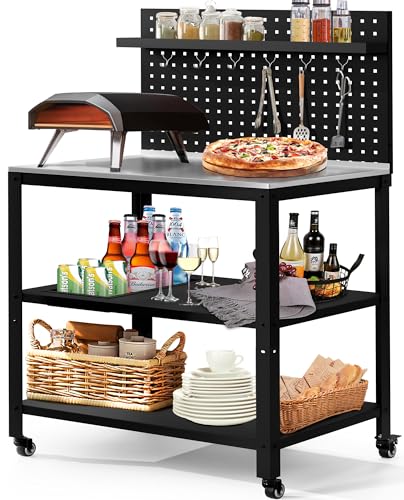 Movable Pizza Oven Table with Hanging Board