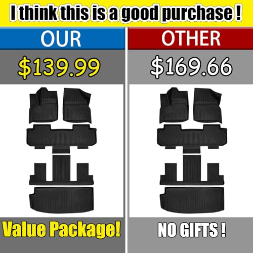 4 Row Rubber Waterproof All Weather Automotive Floor Mats Accessories Compatible with Chevrolet Traverse Car